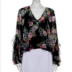 Intermix dark floral sheer blouse with cami